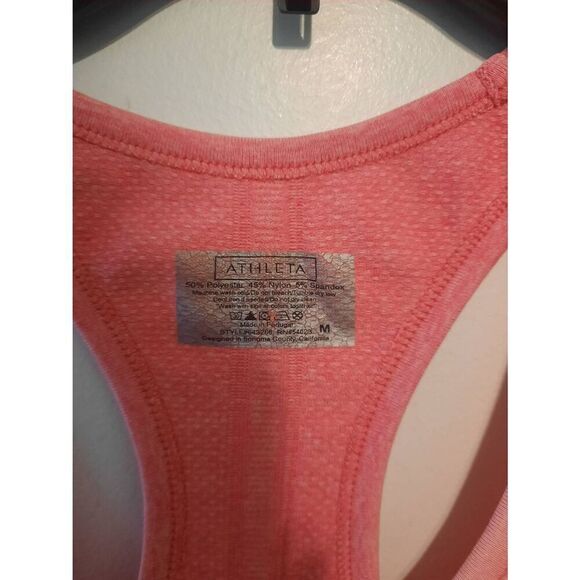 Athleta Fast Track Womens Tank Top M Reddish Pink Rushed Racer Back Seamless - Picture 3 of 4